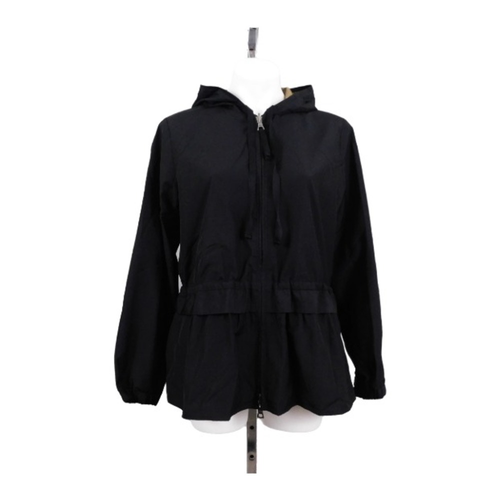 LOGO by Lori Goldstein Reversible Solid Nylon Hooded Jacket, Black, Small